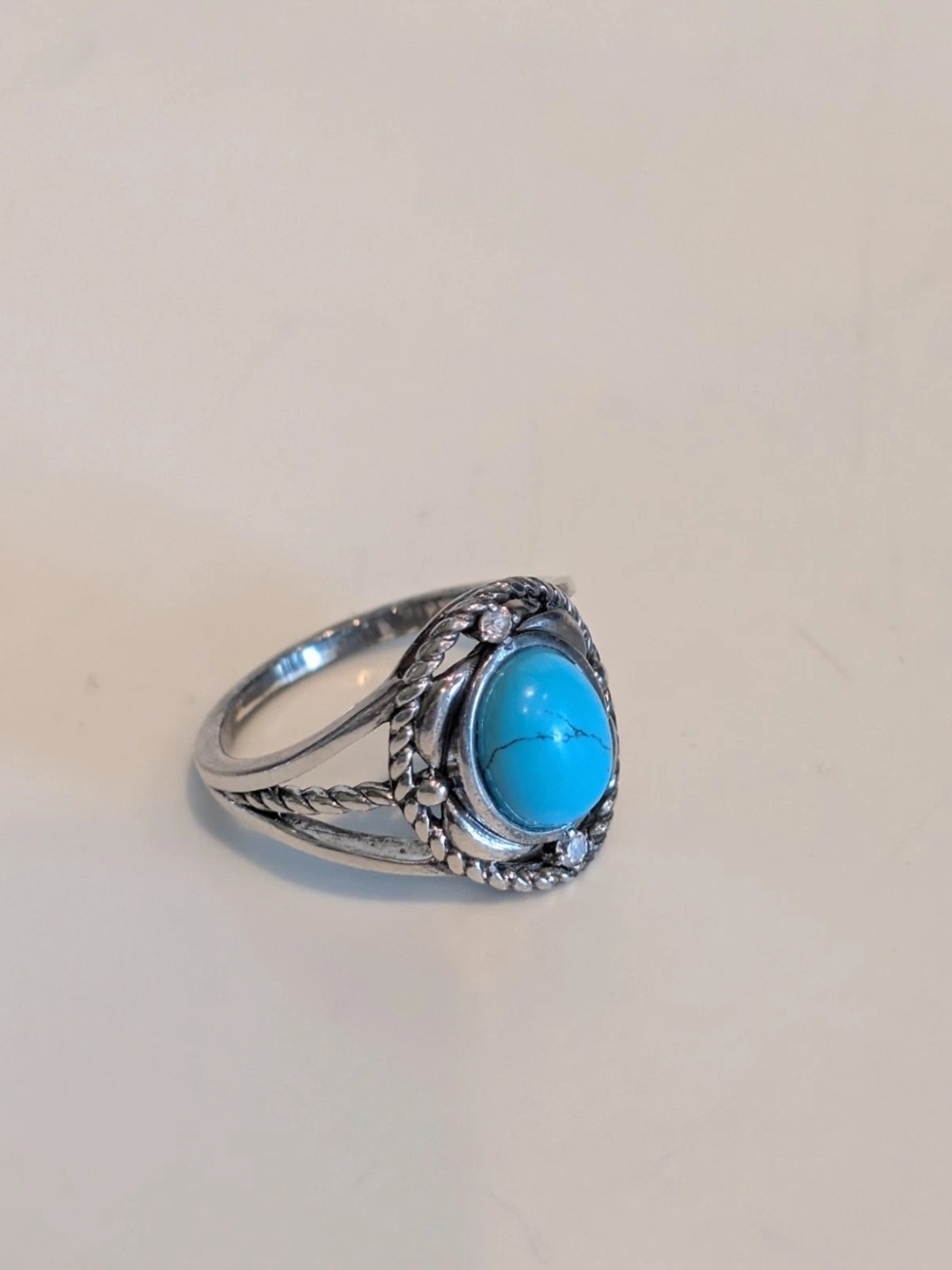 Vintage RJ Signed .925 Silver Turquoise Ring, Stunning! Sz 9.5